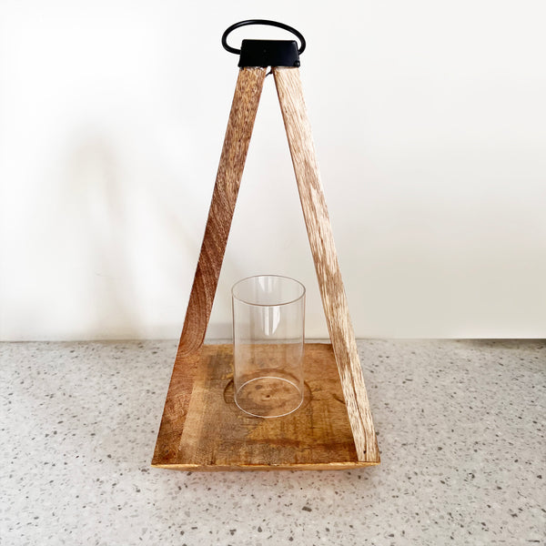 ReStory Tommer Rustic Wooden Hanging lantern - tea light/candle/fairy light