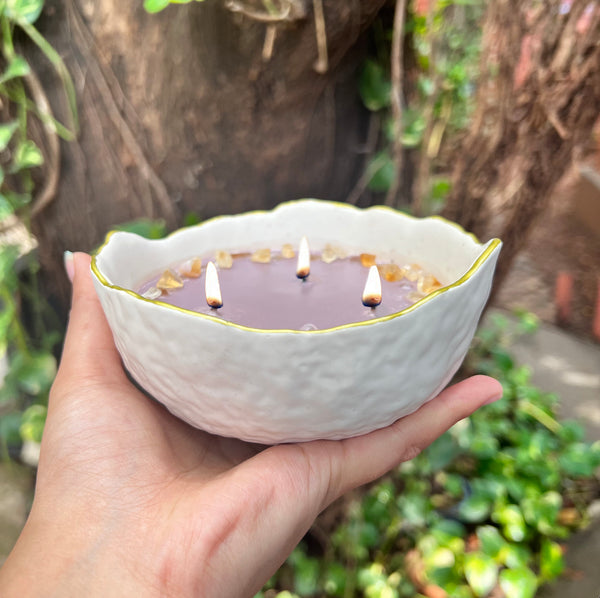 ReStory Scented candle in eco-resin bowl with Citrine chips