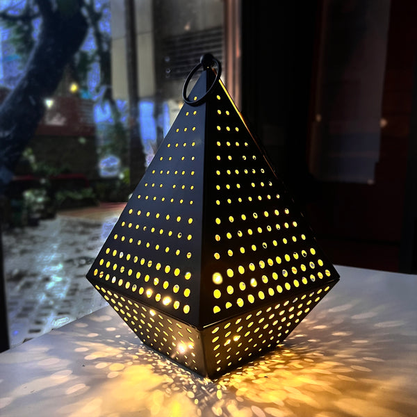 ReStory Black Metal Conical Hanging lantern - tea light/candle/fairy light
