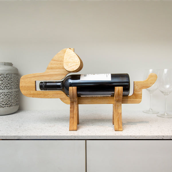 ReStory Tømmer Dog shaped Wooden Wine Bottle Holder