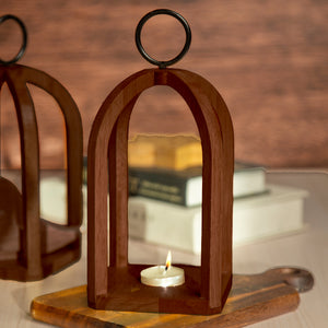 ReStory Tømmer Wooden Hanging Lantern Candle/tea light Holder - dark polish