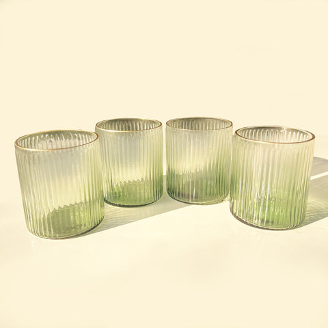 ReStory Green Ombre glasses with gold rim - set of 4