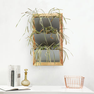 ReStory Carling Metal Vertical Wall Hanging Planter in Grey with Wooden Frame