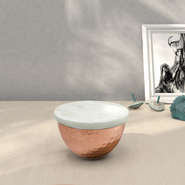 ReStory Hammered Copper Bowl Scented Candle with a Marble Lid