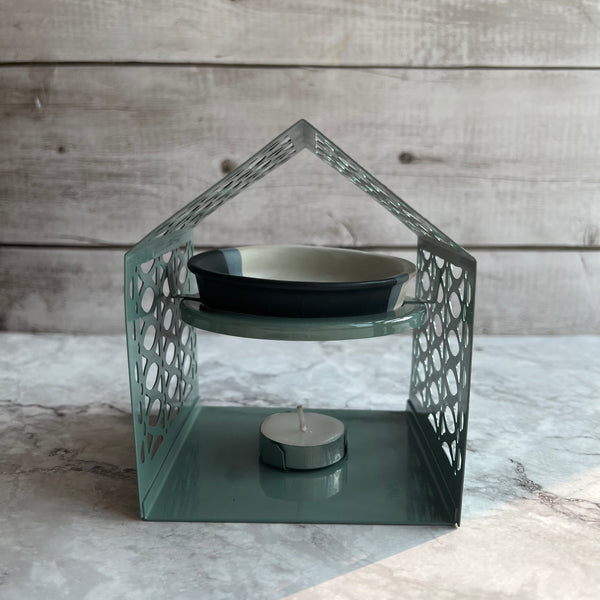 ReStory House shaped Metal Aroma Diffuser - ceramic burner plate