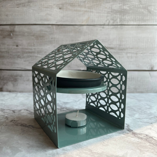 ReStory House shaped Metal Aroma Diffuser - ceramic burner plate