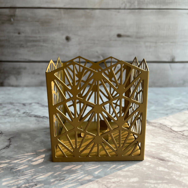 ReStory Dull Gold square shaped metal candle/tea light holder