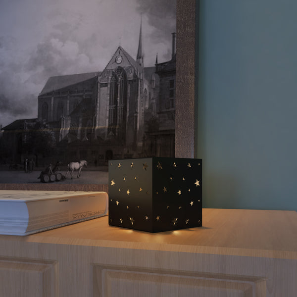ReStory Lappi Metal Candle box with Star cutouts - Black